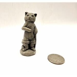 Handcrafted Vintage Mt. St. Helens Volcanic Ash Cat Sculpture 2.5”